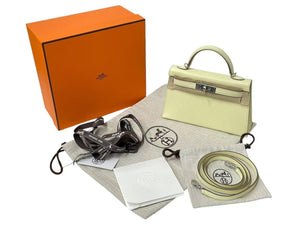 新品未使用 HERMES エルメス ミニケリー 2WAY ハンドバッグ ジョーヌミルトン K刻印 ヴォ―エプソン ショルダー シルバー金具 中古 4b000493