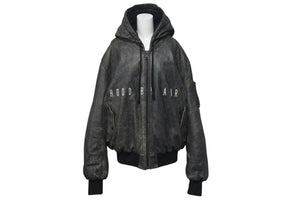 HOOD BY AIR フッドバイエアー レザーボンバージャケット ペレ HBA-128 ブラック ホワイト サイズM 美品 中古 4b000496