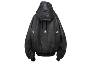 HOOD BY AIR フッドバイエアー レザーボンバージャケット ペレ HBA-128 ブラック ホワイト サイズM 美品 中古 4b000496