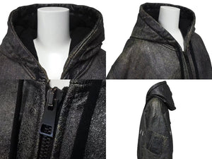 HOOD BY AIR フッドバイエアー レザーボンバージャケット ペレ HBA-128 ブラック ホワイト サイズM 美品 中古 4b000496