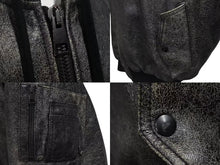 Load image into Gallery viewer, HOOD BY AIR フッドバイエアー レザーボンバージャケット ペレ HBA-128 ブラック ホワイト サイズM 美品 中古 4b000496
