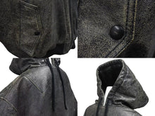 Load image into Gallery viewer, HOOD BY AIR フッドバイエアー レザーボンバージャケット ペレ HBA-128 ブラック ホワイト サイズM 美品 中古 4b000496