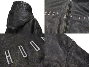 HOOD BY AIR フッドバイエアー レザーボンバージャケット ペレ HBA-128 ブラック ホワイト サイズM 美品 中古 4b000496