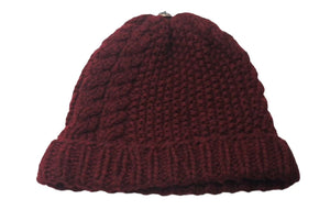 極美品 CHROME HEARTS クロムハーツ CHクロスパッチ カシミヤ ビーニー ニット帽 レザー シルバー925 レッド ONE SIZE 中古 4b000503