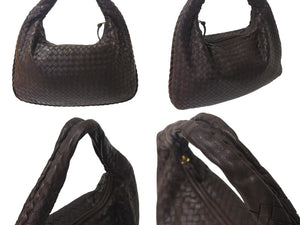 BOTTEGA VENETA ボッテガヴェネタ イントレチャート ホーボー ワンショルダーバッグ 115653 レザー ブラウン 美品 中古 4b000504