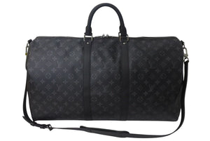 新品同様 LOUIS VUITTON ルイヴィトン キーポル バンドリエール55 ボストンバッグ M40605 モノグラム エクリプス 中古 4b000508