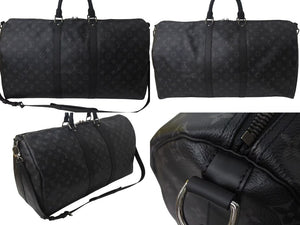 新品同様 LOUIS VUITTON ルイヴィトン キーポル バンドリエール55 ボストンバッグ M40605 モノグラム エクリプス 中古 4b000508