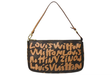 LOUIS VUITTON ルイヴィトン ポシェットアクセソワ―ル ポーチ M92193 モノグラム グラフィティ ブラウン PVC 美品 中古 4b000511