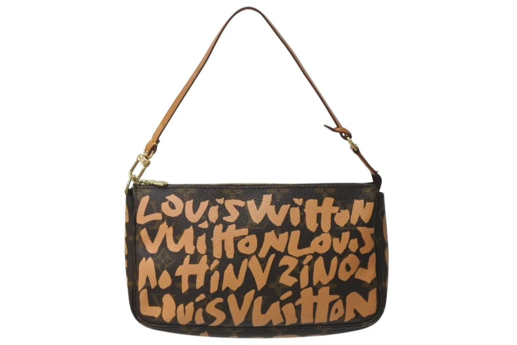 LOUIS VUITTON ルイヴィトン ポシェットアクセソワ―ル ポーチ M92193 モノグラム グラフィティ ブラウン PVC 美品 中古 4b000511