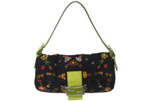 Load image into Gallery viewer, FENDI フェンディ ビーズ刺繍 マンマバケット ワンショルダーバッグ 26424 ブラック マルチカラー グリーン シルバー金具 ロゴ 美品 中古 4b000513