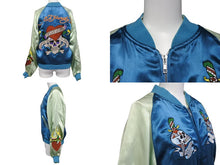Load image into Gallery viewer, EdHardy エドハーディー ジャケット リバーシブルスカジャン ジャケット ネイビー グリーン レーヨン サイズM 美品 中古 4b000515