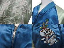 Load image into Gallery viewer, EdHardy エドハーディー ジャケット リバーシブルスカジャン ジャケット ネイビー グリーン レーヨン サイズM 美品 中古 4b000515