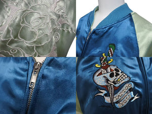 EdHardy エドハーディー ジャケット リバーシブルスカジャン ジャケット ネイビー グリーン レーヨン サイズM 美品 中古 4b000515
