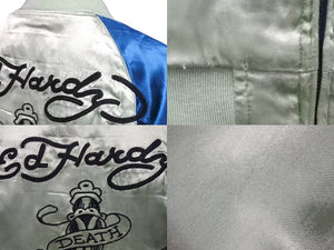 EdHardy エドハーディー ジャケット リバーシブルスカジャン ジャケット ネイビー グリーン レーヨン サイズM 美品 中古 4b000515