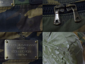 DOLCE&GABBANA ドルチェ&ガッバーナ 2004AW MENS COLLECTION ミリタリーカモバッグ トートバッグ コットン ラバー 良品 中古 4b000516