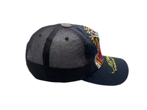 Ed Hardy エド ハーディー 刺繍メッシュキャップ 帽子 タイガー 虎 コットン ポリエステル ブラック イエロー 美品 中古 4b000517