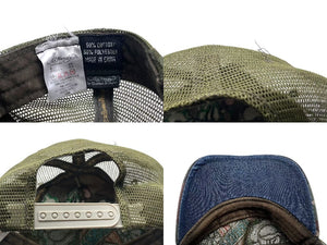 Ed Hardy エドハーディー Audigier エターナルラブ 刺繍 メッシュキャップ 帽子 デニム カモ グリーン 美品 中古 4b000518