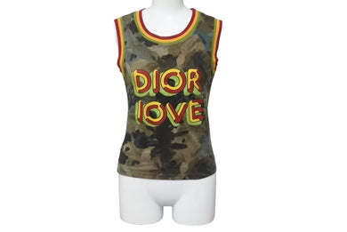 ChristianDior クリスチャンディオール タンクトップ ガリアーノ期 迷彩柄 5P16155012 サイズ38 コットン 美品 中古 4b000519