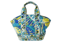 画像をギャラリービューアに読み込む, EMILIO PUCCI エミリオ プッチ トートバッグ ハンドバッグ イタリア製 キャンバス ブルー マルチカラー 美品 中古 4b000523