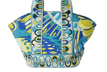 画像をギャラリービューアに読み込む, EMILIO PUCCI エミリオ プッチ トートバッグ ハンドバッグ イタリア製 キャンバス ブルー マルチカラー 美品 中古 4b000523