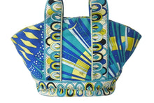 画像をギャラリービューアに読み込む, EMILIO PUCCI エミリオ プッチ トートバッグ ハンドバッグ イタリア製 キャンバス ブルー マルチカラー 美品 中古 4b000523