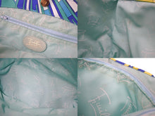 画像をギャラリービューアに読み込む, EMILIO PUCCI エミリオ プッチ トートバッグ ハンドバッグ イタリア製 キャンバス ブルー マルチカラー 美品 中古 4b000523