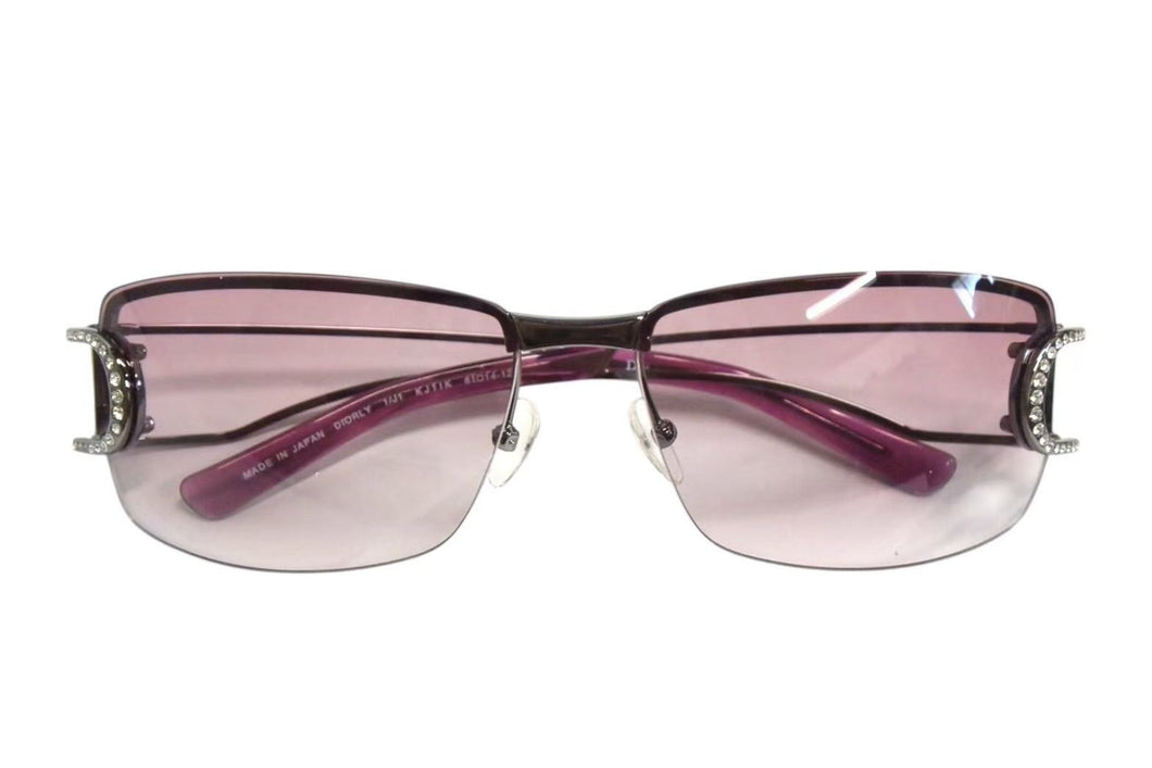 Christian Dior クリスチャンディオール リムレス サングラス kj1lk サイズ61□14-127 シルバー パープル 美品 中古 4b000528