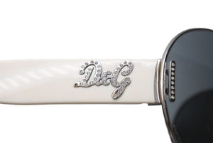 DOLCE&GABBANA ドルチェアンドガッバーナ サングラス 6022-B サイズ062/87 125 ティアドロップ ラインストーン ホワイト 美品 中古 4b000529