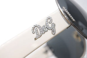 DOLCE&GABBANA ドルチェアンドガッバーナ サングラス 6022-B サイズ062/87 125 ティアドロップ ラインストーン ホワイト 美品 中古 4b000529