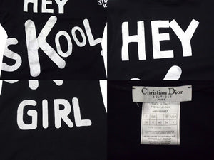 Christian Dior クリスチャンディオール 半袖VネックＴシャツ 4A16155957 ブラックホワイト コットン 良品 中古 4b000534