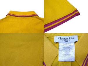 Christian Dior クリスチャンディオール 花刺繍 ロゴ ポロシャツ イエロー レッド コットン サイズ40 4A16155900 美品 中古 4b000536