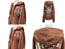 Load image into Gallery viewer, Ed Hardy エドハーディー グラフィックデザイン パーカージップアップ Y2K ブラウン サイズL 美品 4b000544