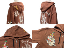 Load image into Gallery viewer, Ed Hardy エドハーディー グラフィックデザイン パーカージップアップ Y2K ブラウン サイズL 美品 4b000544