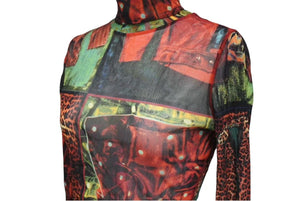 JEAN PAUL GAULTIER FEMME ジャン ポール ゴルチェ ファム パワーネット 長袖ジャケット シアー サイズ40 レッド 美品 中古 4b000547 