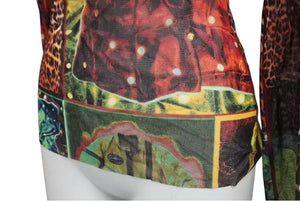 JEAN PAUL GAULTIER FEMME ジャン ポール ゴルチェ ファム パワーネット 長袖ジャケット シアー サイズ40 レッド 美品 中古 4b000547 