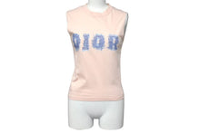 画像をギャラリービューアに読み込む, CHRISTIAN DIOR クリスチャンディオール タンクトップ ガリアーノ期 ロゴ 3P16155302 コットン ピンク ブルー サイズ36 美品 中古 4b000550