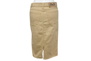 DOLCE&GABBANA ドルチェアンドガッバーナ デニムニースカート ベージュ コットン レディース 26/40 美品 中古 4b000556