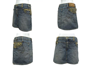 DOLCE&GABBANA ドルチェ&ガッバーナ ミニスカート ボトムス コットン イタリア製 ブルー カモ サイズ24/38 美品 中古 4b000562