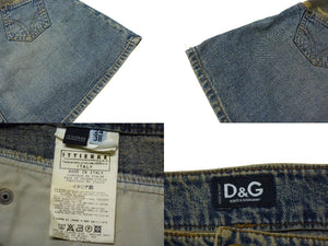 DOLCE&GABBANA ドルチェ&ガッバーナ ミニスカート ボトムス コットン イタリア製 ブルー カモ サイズ24/38 美品 中古 4b000562