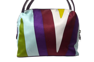 EMILIO PUCCI エミリオプッチ ミニハンドバッグ 2004年 秋冬 ナイロン レザー パープル マルチカラー シルバー金具 美品 中古 4b000565