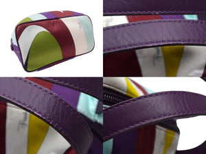 EMILIO PUCCI エミリオプッチ ミニハンドバッグ 2004年 秋冬 ナイロン レザー パープル マルチカラー シルバー金具 美品 中古 4b000565
