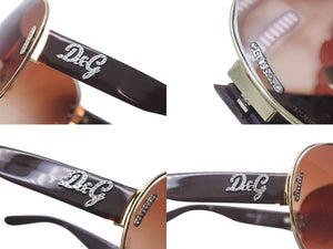 DOLCE&GABBANA ドルチェアンドガッバーナ サングラス 6022-B サイズ176/13 125 ティアドロップ ラインストーン ブラウン 美品 中古 4b000576