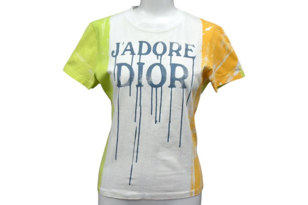 ChristianDior クリスチャンディオール ジョンガリアーノ期ロゴ 2E12155021 マルチカラー半袖Tシャツ サイズ38 美品 中古 4b000579 