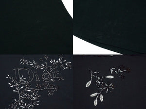 極美品 ChristianDior クリスチャンディオール ロゴ×ビーズ Tシャツ トップス コットン 5P16155973 ブラック サイズ40 中古 4b000581 