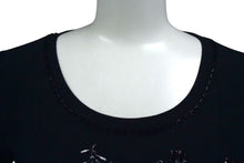 画像をギャラリービューアに読み込む, 極美品 ChristianDior クリスチャンディオール ロゴ×ビーズ Tシャツ トップス コットン 5P16155973 ブラック サイズ40 中古 4b000581 