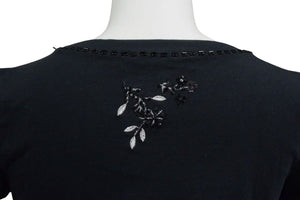 極美品 ChristianDior クリスチャンディオール ロゴ×ビーズ Tシャツ トップス コットン 5P16155973 ブラック サイズ40 中古 4b000581 