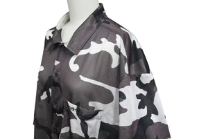 Supreme シュプリーム 20FW Camo Mesh S/S Shirt カモ メッシュ 半袖シャツ 迷彩 グレー サイズL 美品 中古 4b000583
