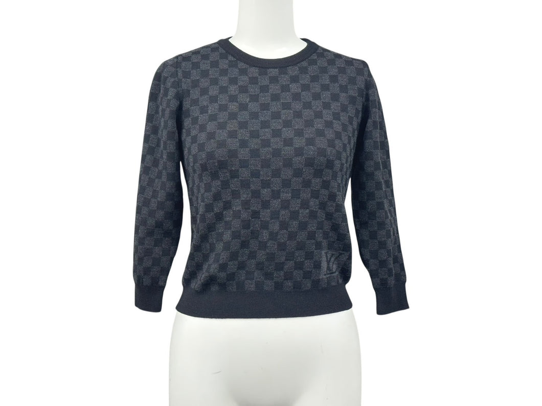 LOUIS VUITTON ルイヴィトン ダミエ グラフィット セーター ブラック グレー ウール サイズ6 キッズ 美品 中古 4c059626