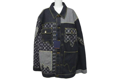 新品同様 LOUIS VUITTON NIGO ルイヴィトン ニゴ 22SS モノグラムクレイジー デニムジャケット 1A9K67 ブラック サイズ54 中古 4b000640