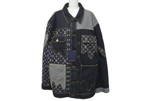新品同様 LOUIS VUITTON NIGO ルイヴィトン ニゴ 22SS モノグラムクレイジー デニムジャケット 1A9K67 ブラック サイズ54 中古 4b000640